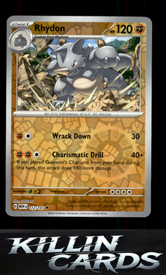 Reverse Holofoil Rhydon 112/165 Pokemon Uncommon SV: Scarlet & Violet 151 Card L