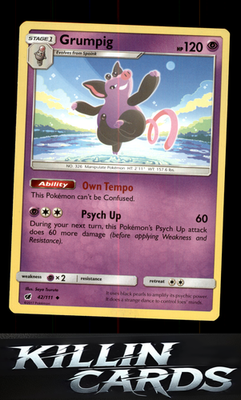 Grumpig 42/111 Pokemon Uncommon SM - Crimson Invasion Card NM