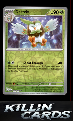 Reverse Holofoil Dartrix 014/197 Pokemon Uncommon SV03: Obsidian Flames Card NM