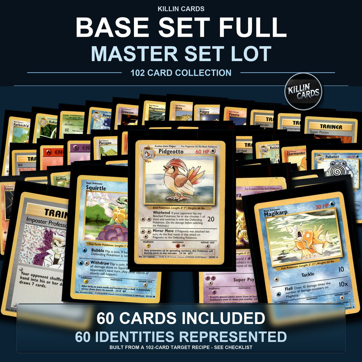 Pokemon TCG Base Set Partial Master Set Lot 60 Cards Master Set Collection