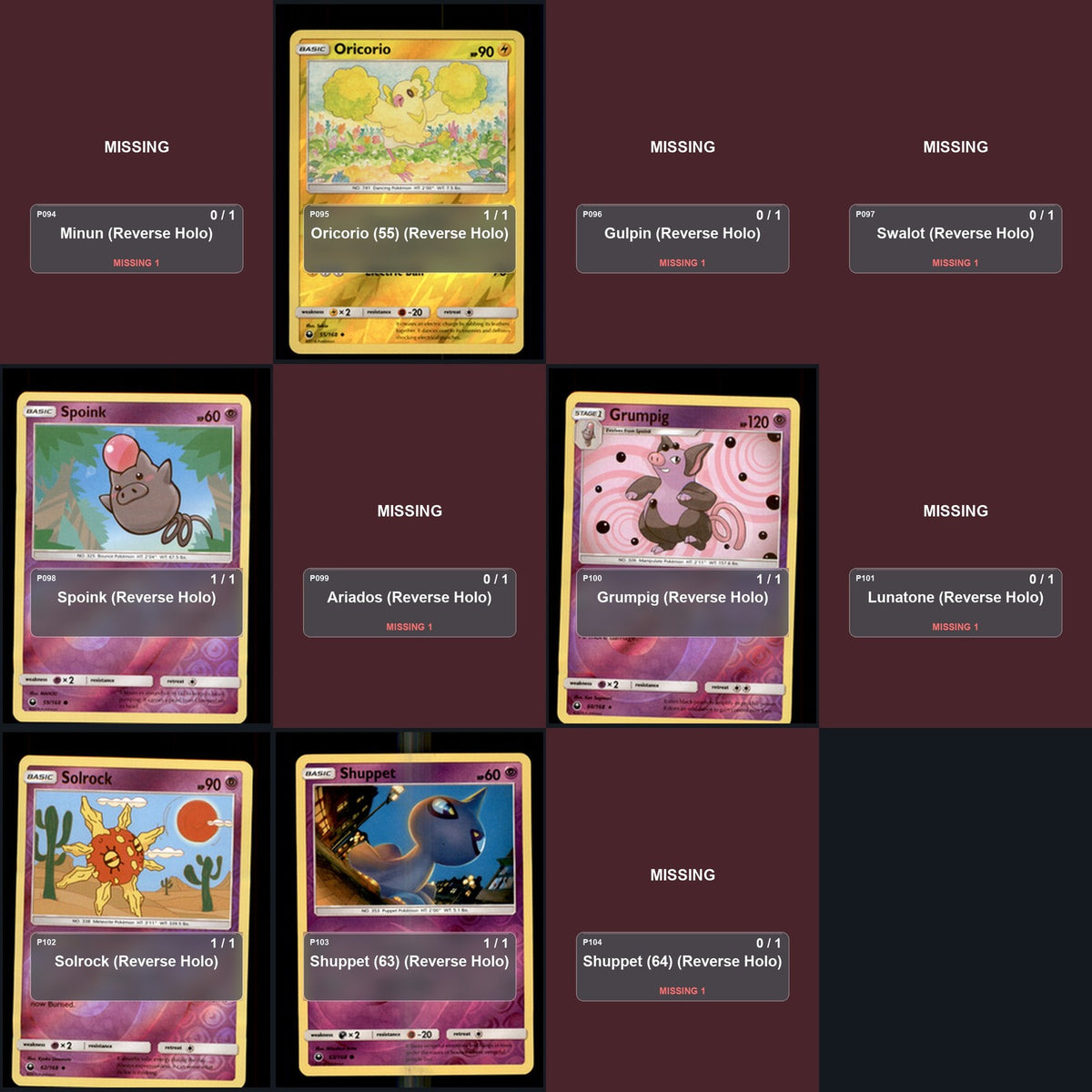 Pokemon TCG SM - Celestial Storm Reverse Holo Master Set 48 Reverse Holo Card