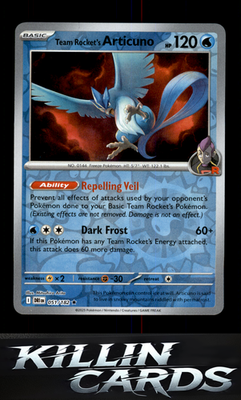 Reverse Holofoil Team Rocket's Articuno 051/182 Pokemon Rare SV10: Destined Riva