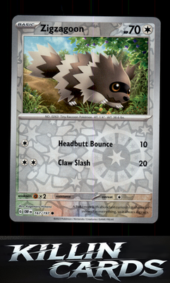 Reverse Holofoil Zigzagoon 167/197 Pokemon Common SV03: Obsidian Flames Card NM