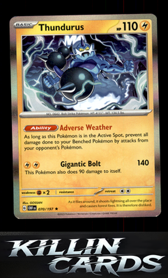 Thundurus 070/197 Pokemon Rare SV03: Obsidian Flames Card NM