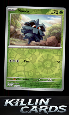 Reverse Holofoil Pineco 002/162 Pokemon Common SV05: Temporal Forces Card NM