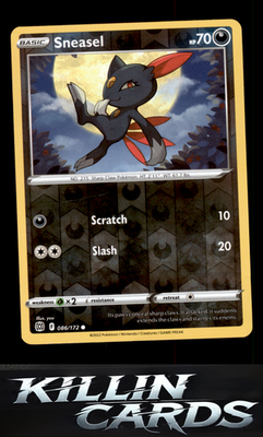 Reverse Holofoil Sneasel 086/172 Pokemon Common SWSH09: Brilliant Stars Card NM