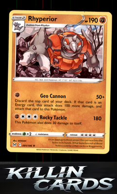 Rhyperior 091/196 Pokemon Rare SWSH11: Lost Origin Card NM