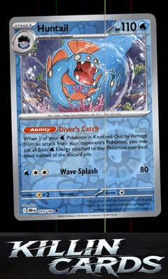 Reverse Holofoil Huntail 055/182 Pokemon Uncommon SV10: Destined Rivals Card NM