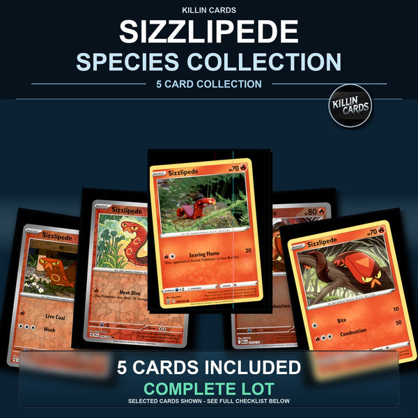 Pokemon TCG Sizzlipede Species Collection 5 Different Cards