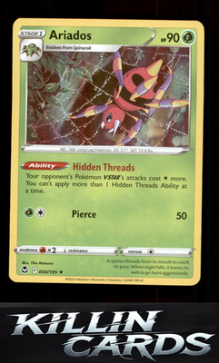 Ariados 004/195 Pokemon Holo Rare SWSH12: Silver Tempest Card NM