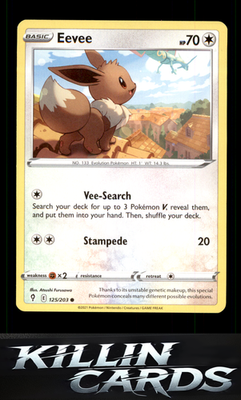 Eevee 125/203 Pokemon Common SWSH07: Evolving Skies Card NM