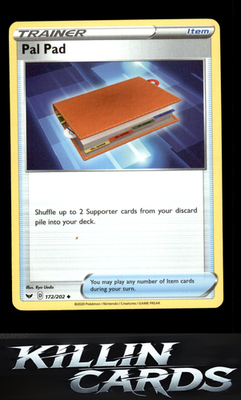 Pal Pad 172/202 Pokemon Uncommon SWSH01: Sword & Shield Base Set Card NM
