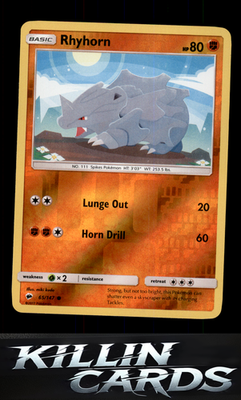 Reverse Holofoil Rhyhorn 65/147 Pokemon Common SM - Burning Shadows Card NM