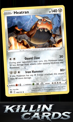 Heatran 100/172 Pokemon Rare SWSH09: Brilliant Stars Card NM