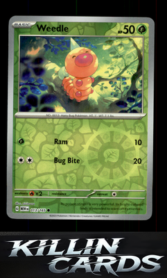 Reverse Holofoil Weedle 013/165 Pokemon Common SV: Scarlet & Violet 151 Card NM