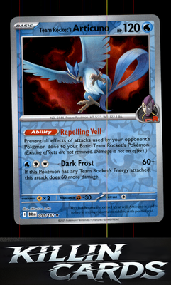 Reverse Holofoil Team Rocket's Articuno 051/182 Pokemon Rare SV10: Destined Riva