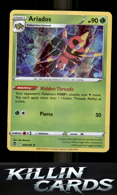 Ariados 004/195 Pokemon Holo Rare SWSH12: Silver Tempest Card NM