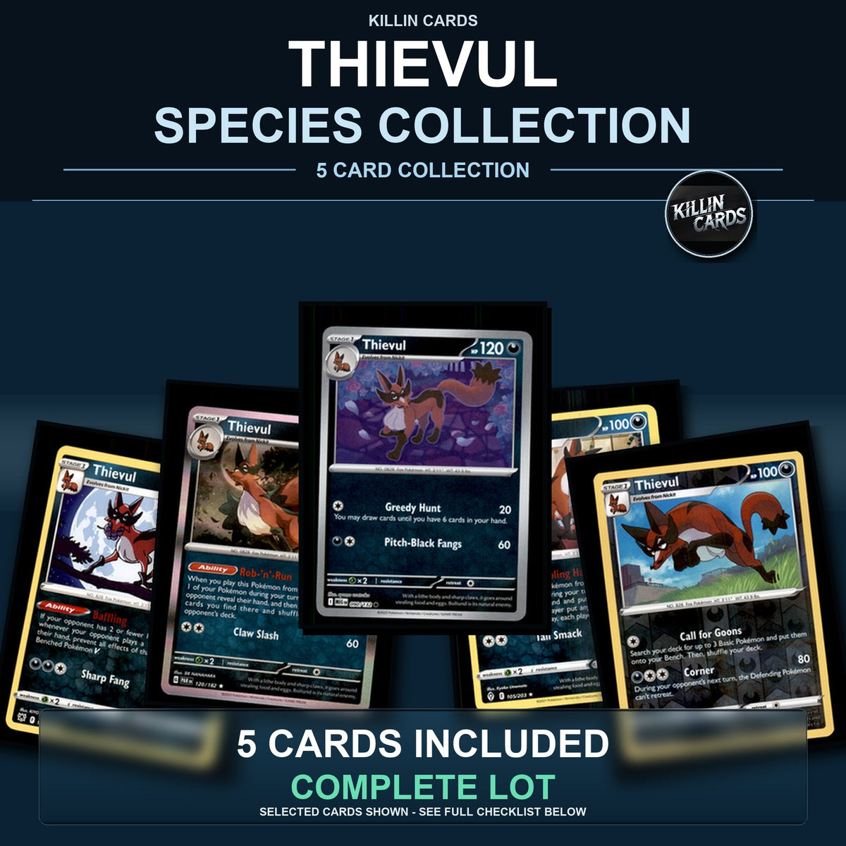 Pokemon TCG Thievul Species Collection 5 Different Cards