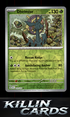 Reverse Holofoil Dhelmise 010/191 Pokemon Common SV08: Surging Sparks Card NM