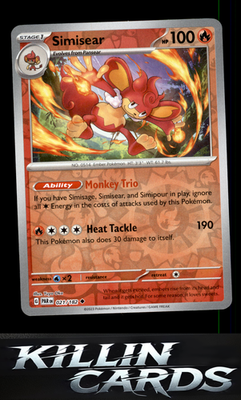 Reverse Holofoil Simisear 021/182 Pokemon Uncommon SV04: Paradox Rift Card NM