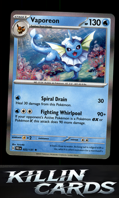 Vaporeon 022/131 Pokemon Rare SV: Prismatic Evolutions Card NM