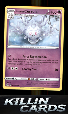 Galarian Cursola 118/264 Pokemon Rare SWSH08: Fusion Strike Card NM