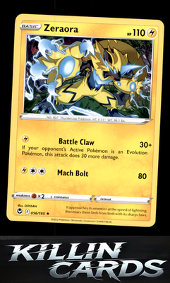 Zeraora 056/195 Pokemon Rare SWSH12: Silver Tempest Card LP