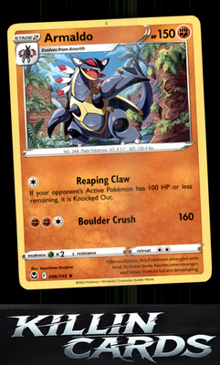 Armaldo 096/195 Pokemon Rare SWSH12: Silver Tempest Card NM