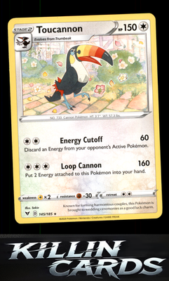 Toucannon 145/185 Pokemon Rare SWSH04: Vivid Voltage Card NM