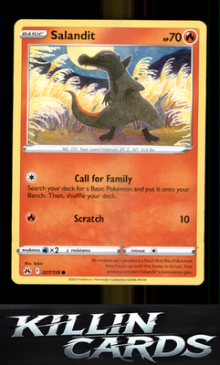 Salandit 027/159 Pokemon Common SWSH: Crown Zenith Card NM