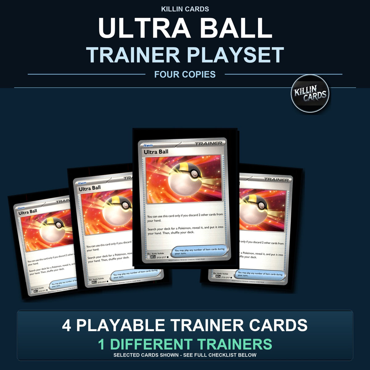 Pokemon TCG Ultra Ball Trainer Card Playset 4 Cards