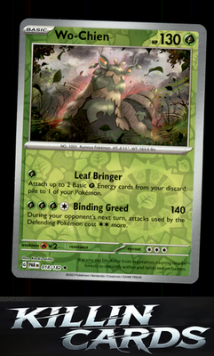 Reverse Holofoil Wo-Chien 018/182 Pokemon Rare SV04: Paradox Rift Card NM