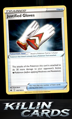 Justified Gloves 143/198 Pokemon Uncommon SWSH06: Chilling Reign Card NM
