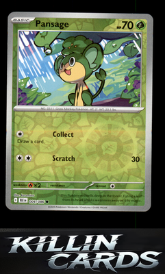 Reverse Holofoil Pansage 004/086 Pokemon Common SV: Black Bolt Card NM