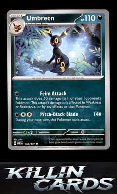 Umbreon 130/197 Pokemon Uncommon SV03: Obsidian Flames Card NM
