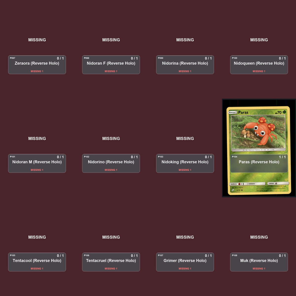 Pokemon TCG SM - Team Up Reverse Holo Master Set 29 Reverse Holo Card Collection