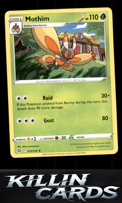 Mothim 011/172 Pokemon Rare SWSH09: Brilliant Stars Card NM
