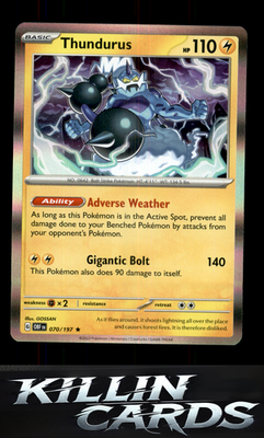 Thundurus 070/197 Pokemon Rare SV03: Obsidian Flames Card NM