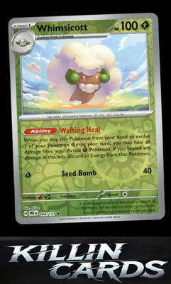 Reverse Holofoil Whimsicott 008/131 Pokemon Rare SV: Prismatic Evolutions Card N