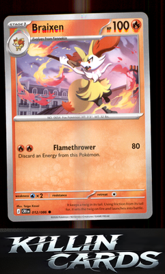 Braixen 012/086 Pokemon Common ME04: Chaos Rising Card NM