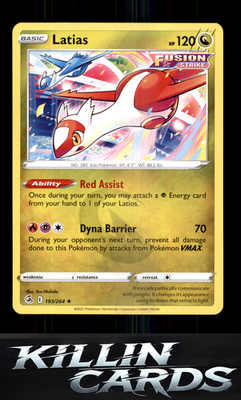 Latias 193/264 Pokemon Rare SWSH08: Fusion Strike Card NM