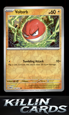 Reverse Holofoil Voltorb 100/165 Pokemon Common SV: Scarlet & Violet 151 Card NM