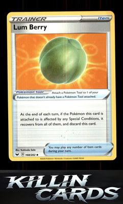 Lum Berry 168/202 Pokemon Uncommon SWSH01: Sword & Shield Base Set Card NM