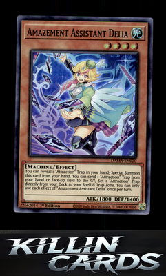Amazement Assistant Delia DAMA-EN020 YuGiOh Super Rare Dawn of Majesty Card NM