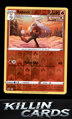 Reverse Holofoil Raboot 027/198 Pokemon Uncommon SWSH06: Chilling Reign Card NM