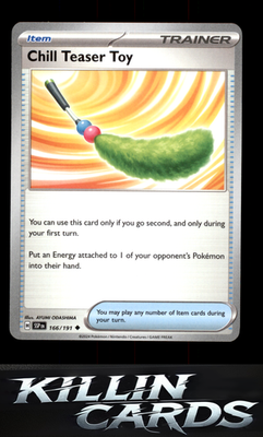 Chill Teaser Toy 166/191 Pokemon Uncommon SV08: Surging Sparks Card NM