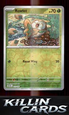 Reverse Holofoil Rowlet 013/197 Pokemon Common SV03: Obsidian Flames Card NM