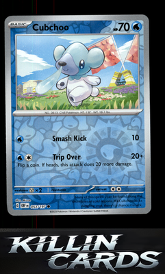 Reverse Holofoil Cubchoo 053/197 Pokemon Common SV03: Obsidian Flames Card NM