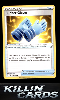 Rubber Gloves 156/203 Pokemon Uncommon SWSH07: Evolving Skies Card NM
