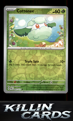 Reverse Holofoil Cottonee 007/131 Pokemon Common SV: Prismatic Evolutions Card N